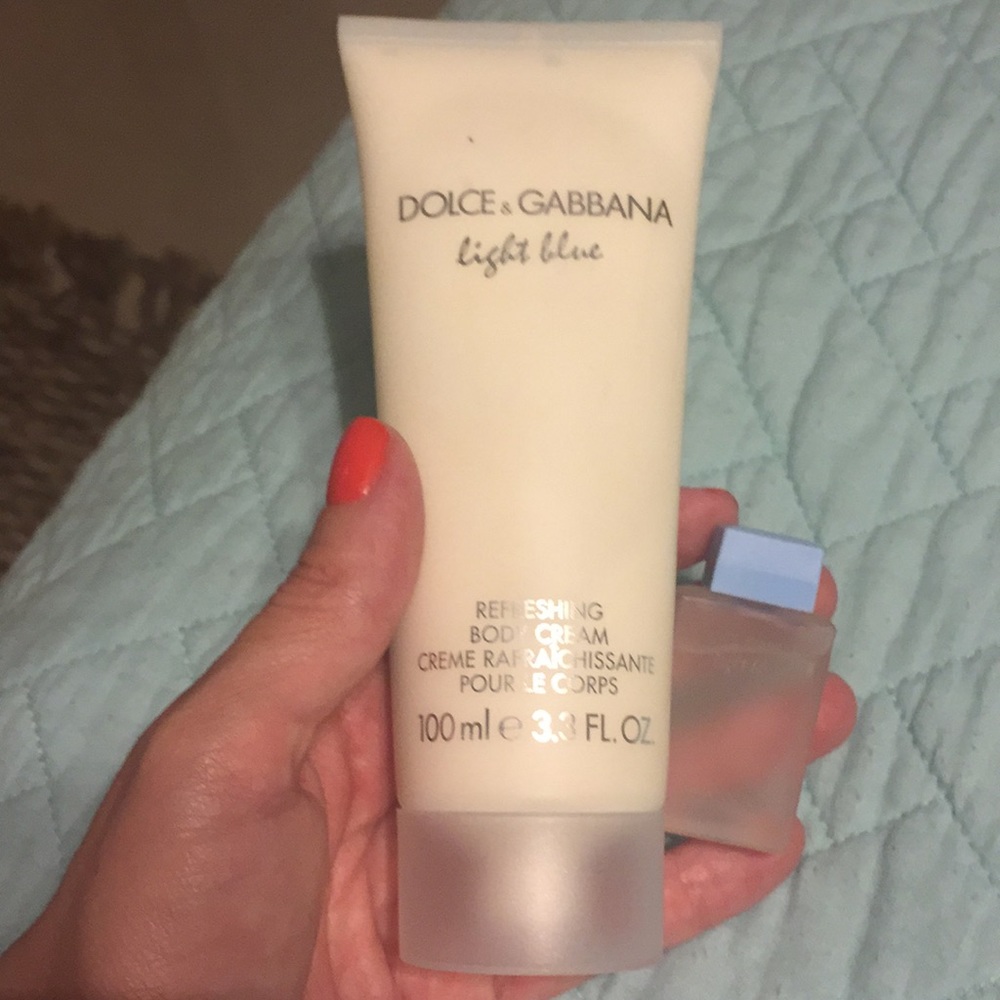 Dolce and Gabbana light blue travel set